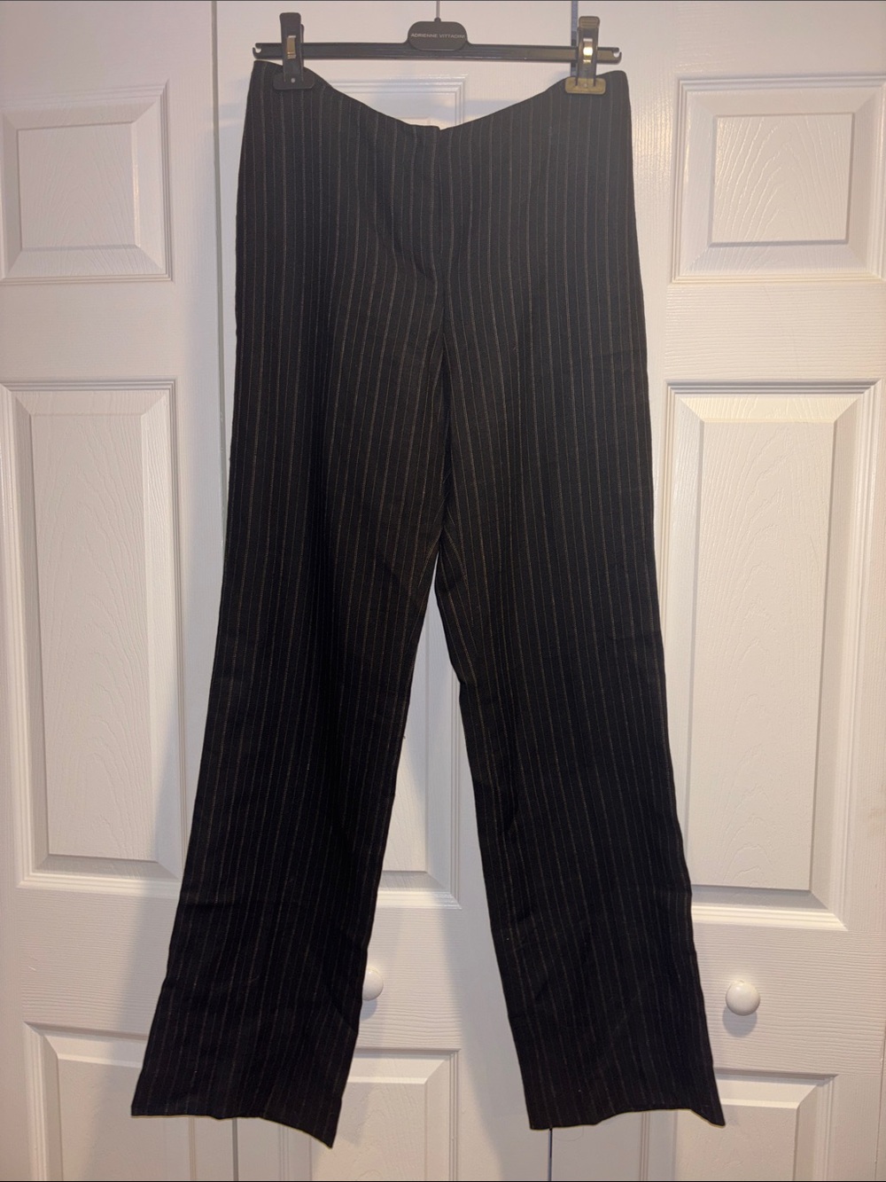 Black Pinstripe linen/Wool Dress Pants